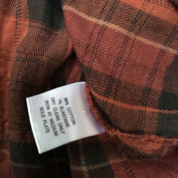 Peruvian Connection Womens Long Sleeve Plaid Top Sz 2 Button Ruffle Bow Neck Red - Picture 4 of 10